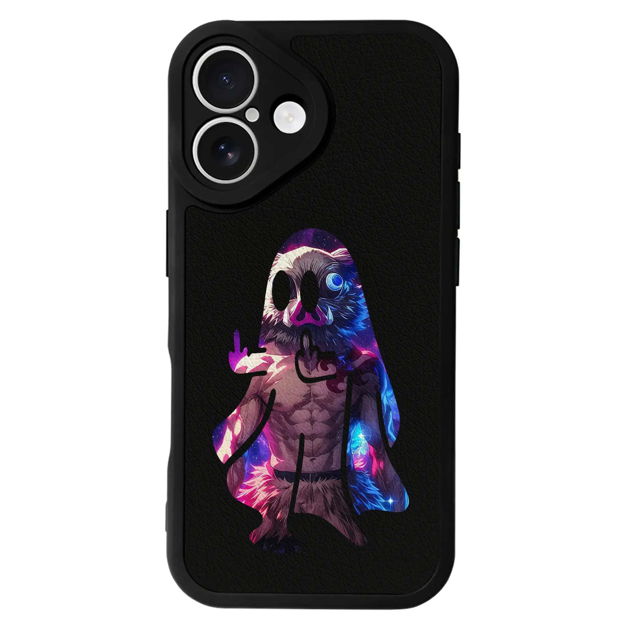 鬼滅の刃 グッズ,嘴平 伊之助 - IPhone 16シリーズ対応 ・ シリコンスマホケース ・ レザー調 ・ 高精度フィット ・ 耐衝撃 ・ ワイヤレス充電対応 ・ 精密カット